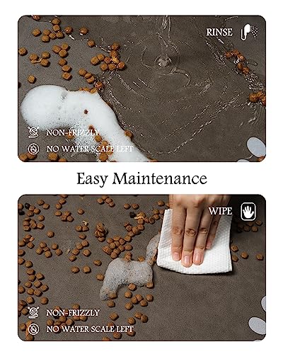 Image of Pet Feeding Mat-Absorbent Dog Mat for Food and Water Bowl-No Stains Quick Dry Water Dispenser Mat-Dog Accessories Pet Supplies-Bowl for Messy Drinkers（Brown,12 inchx19 inch