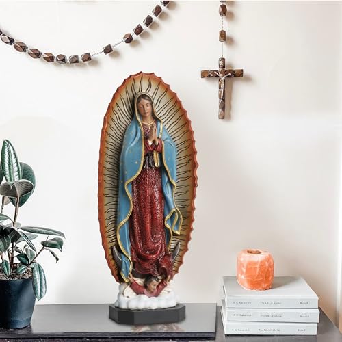 Estatua Virgen de Guadalupe 8.8 pulgadas Resina Pintada a Mano miniatura 6
