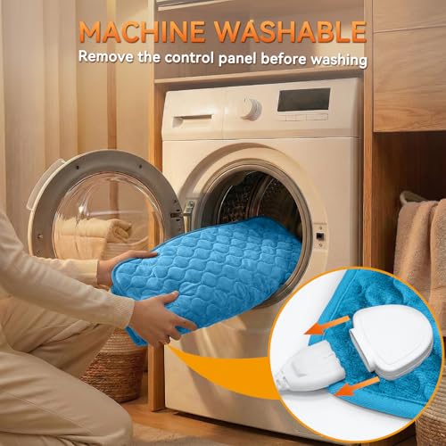 Image of King Size Electric Heating Pad for Back Pain 32 inchx24 inch Extra Large Heating Pad for Period Cramps Relief & Body Neck Shoulder Auto Shut Off Heat Pad Temperature Settings Machine Washable Blue
