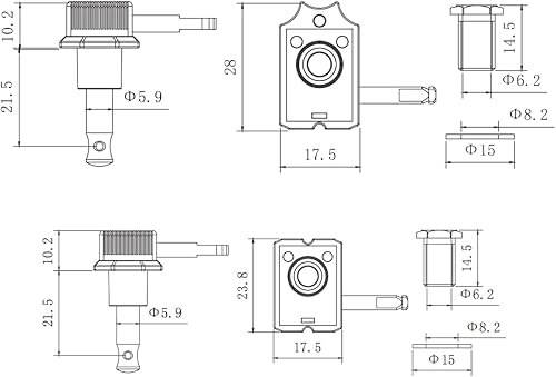 Miniatura 4 de Guyker Afinadores de cuerda de bloqueo de guitarra vintage de 6 en línea - Clavijas de afinación de bloqueo Claves de llave Piezas de repuesto para