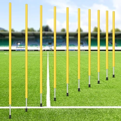 Blulu 10 Pcs 5/10/30pcs Training Agility Poles 5ft Adjustable Soccer Training Poles Soccer Sticks...