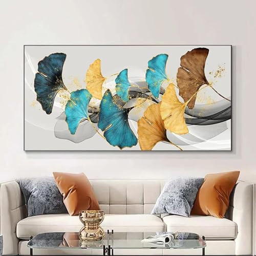 Toile feuille de Ginkgo doré abstraite 80x150cm pour salon moderne