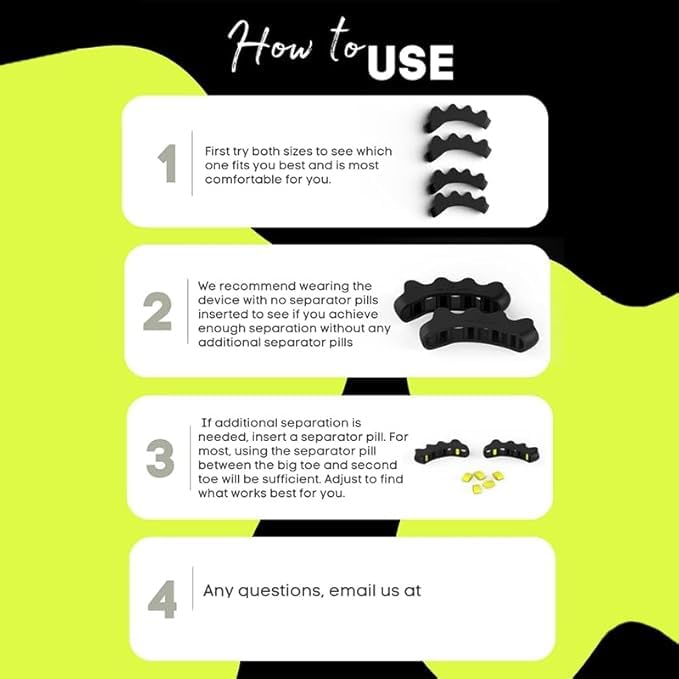 Image of Toe Separator for Feet Toe Spacers Correct Toes Yoga Silicone Hammer Toe Corrector for Women & Men Correct Toe Straighteners for Overlapping Toes (All Finger Toe Separator) (BLACK)