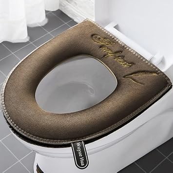 2 Pieces Thicker Bathroom Soft Toilet Seat Cover Pad with Handle Toilet Lid Cover Cushion Soft Thicker Washable Fits All Oval Toilet Seats Gray