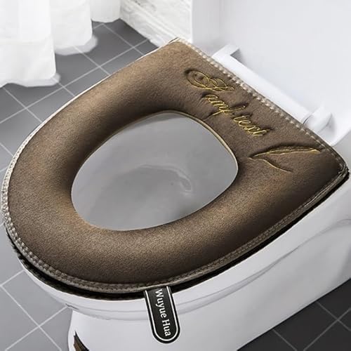 2 Pieces Thicker Bathroom Soft Toilet Seat Cover Pad with Handle Toilet Lid Cover Cushion Soft Thicker Washable Fits All Oval Toilet Seats Gray