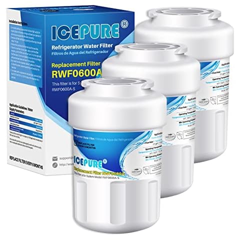 ICEPURE RWF0600A Refrigerator Water Filter Compatible for GE MWF, MWFINT, MWFA, HDX FMG-1, GSE25GSHECSS, 46-9991, GSH25JSDDSS, GSHS6LGBBHSS, PC75009, RWF1060,GSHS6HGDBCSS, 197D6321P006 3PACK Cover