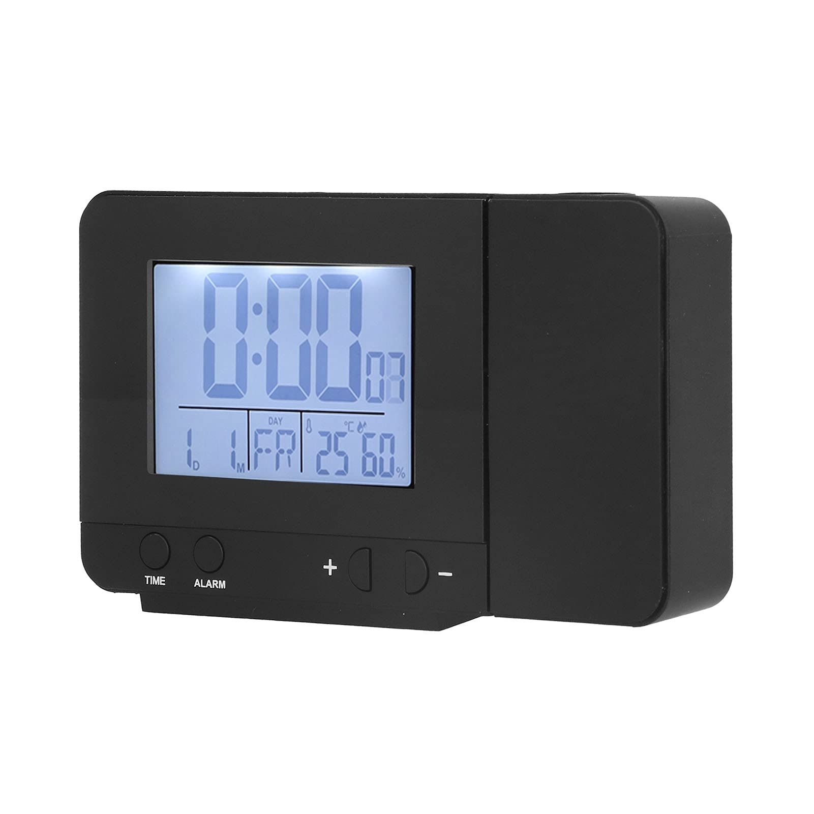 Reloj Despertador de Proyección con Rotación de 180° con Pantalla LED y Termómetro para Uso Doméstico Reloj Digital Compacto (Negra)