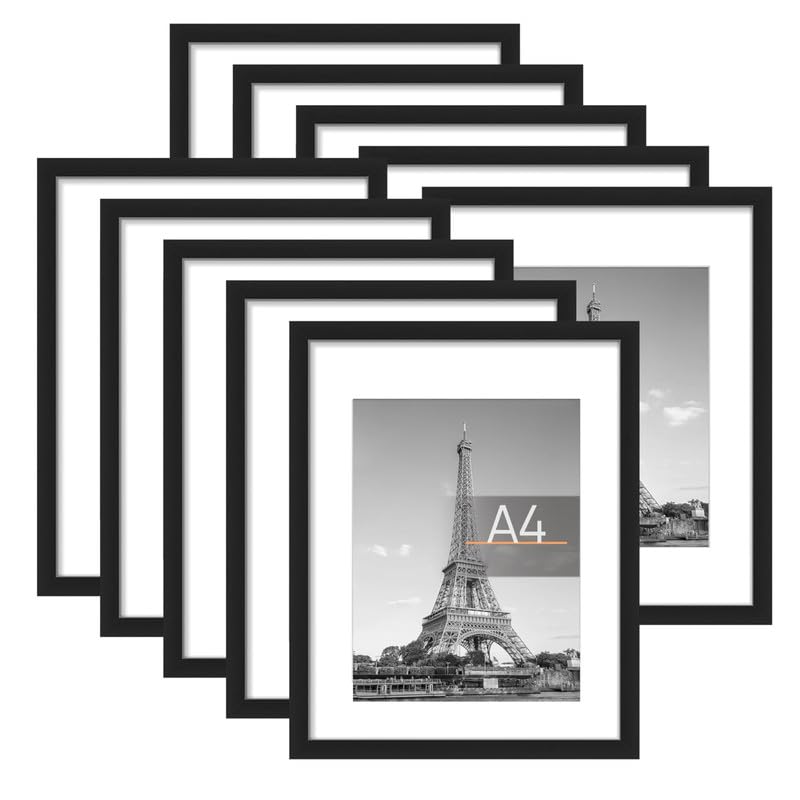 A4 Frame, A4 Picture Frame Set of 10, a4 size photo frame, Display Pictures Frames, Wall Gallery Poster Frames, Black-Set of 10-image-26