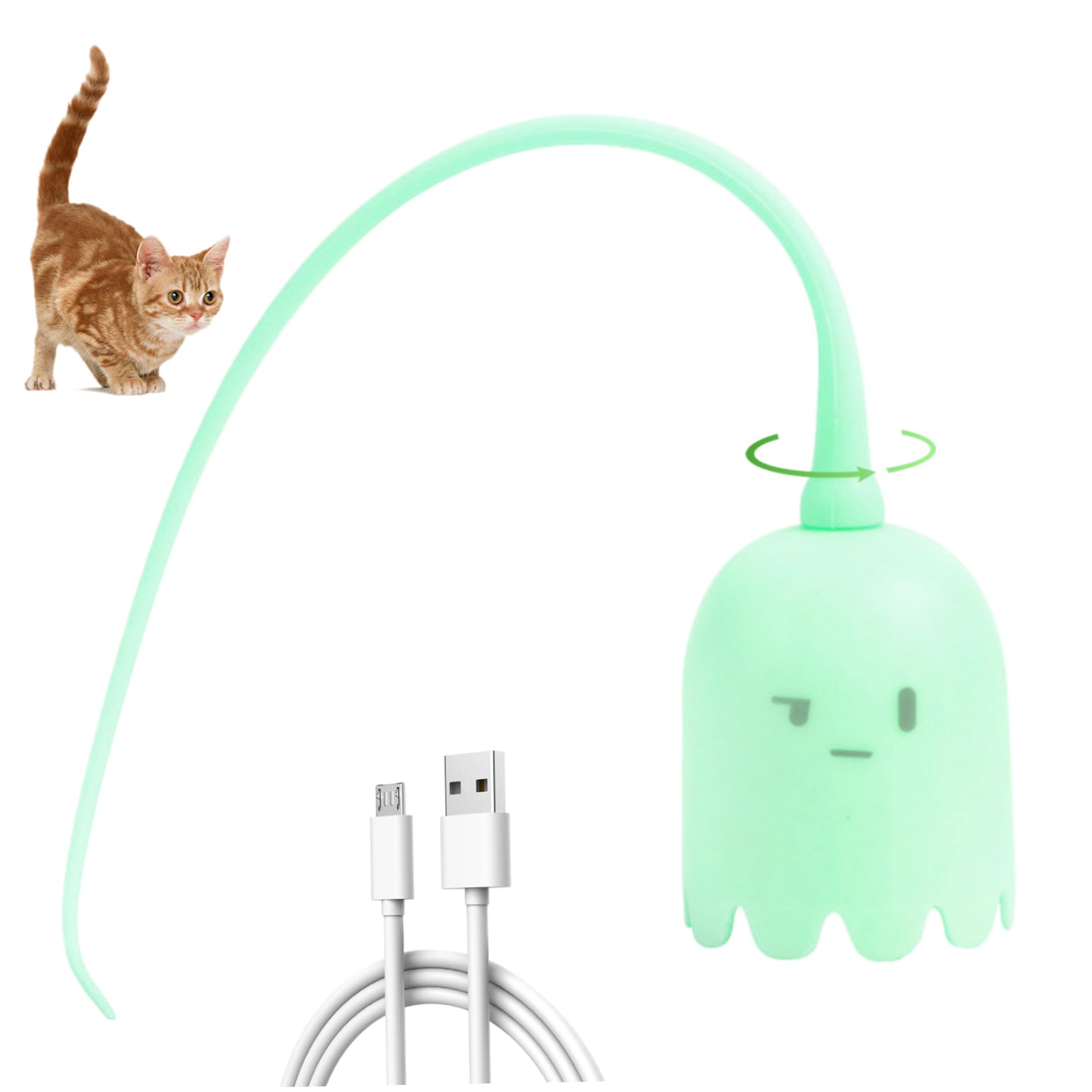 Juguete automático para gatos con cola oscilante de silicona para evitar el aburrimiento en casa