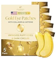 Plantifique Augenpads Gegen Augenringe und Tränensäcke - 24K Gold Eye Pads mit Kollagen, Koffein - 5 Paar Augenmaske Under Eye Patches Mask - Augen Pads Geschenke