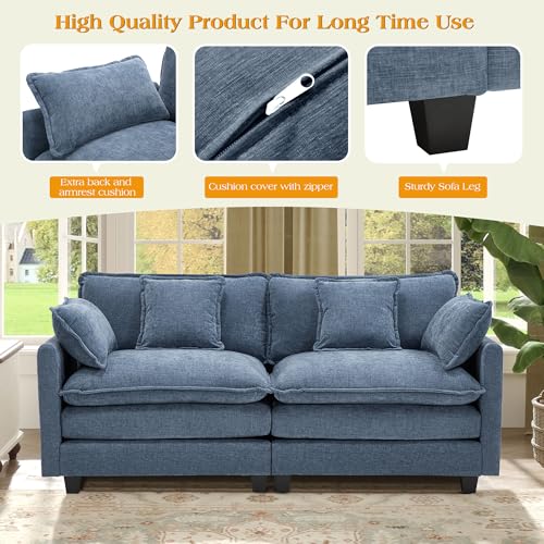 Image of 77.6 inch Modular Sectional Sofa,Loveseat Couch for Living Room, Modern Deep Seat Sofa 2 Seater Chenille Fabric Comfy Cloud Couches with Throw Pillows Apartment