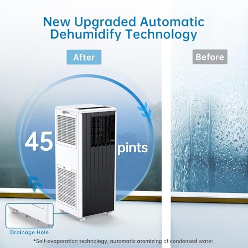 GarveeLife Portable Air Conditioner, 8,000 BTU Cools up to 350 Sq. Ft., LED Touch Panel, with Remote Contro, Built-in Dehumidifier, Fan, 3 in 1 Compact Indoor Quite AC Unit for Home Office Dorm RV by GarveeLife - Used condition - Image 3