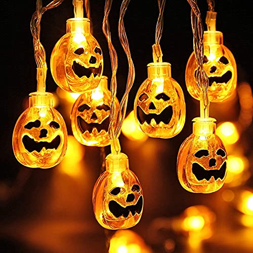 2 Pack Halloween Decoration Pumpkin String Lights, 9.8ft Total 40 LED Battery Operated 3D Halloween Light, Outdoor Decorative Lights for Patio, Garden, Gate, Yard, Halloween Christmas Decoration
