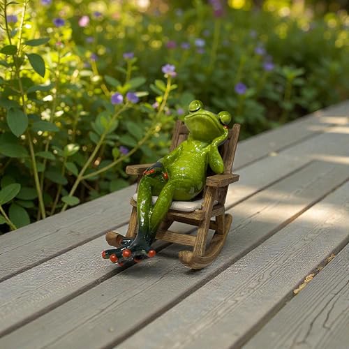 Image of AUGEN Polyresin Frog Sleeping Statue Showpiece for Home Decor Decoration and Gifting (1767F7B, 13cm)