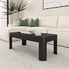 Plank+Beam Small Modern Rounded Coffee Table, 40 Inch, Solid Wood Contemporary Center Table for Living Room, Rectangle Tea Table, Black