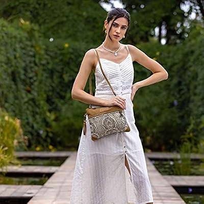 Myra Bag Floral Purses for Women - Genuine Leather and Canvas Floral Purse with Flower Print, Flower Handbags for Women