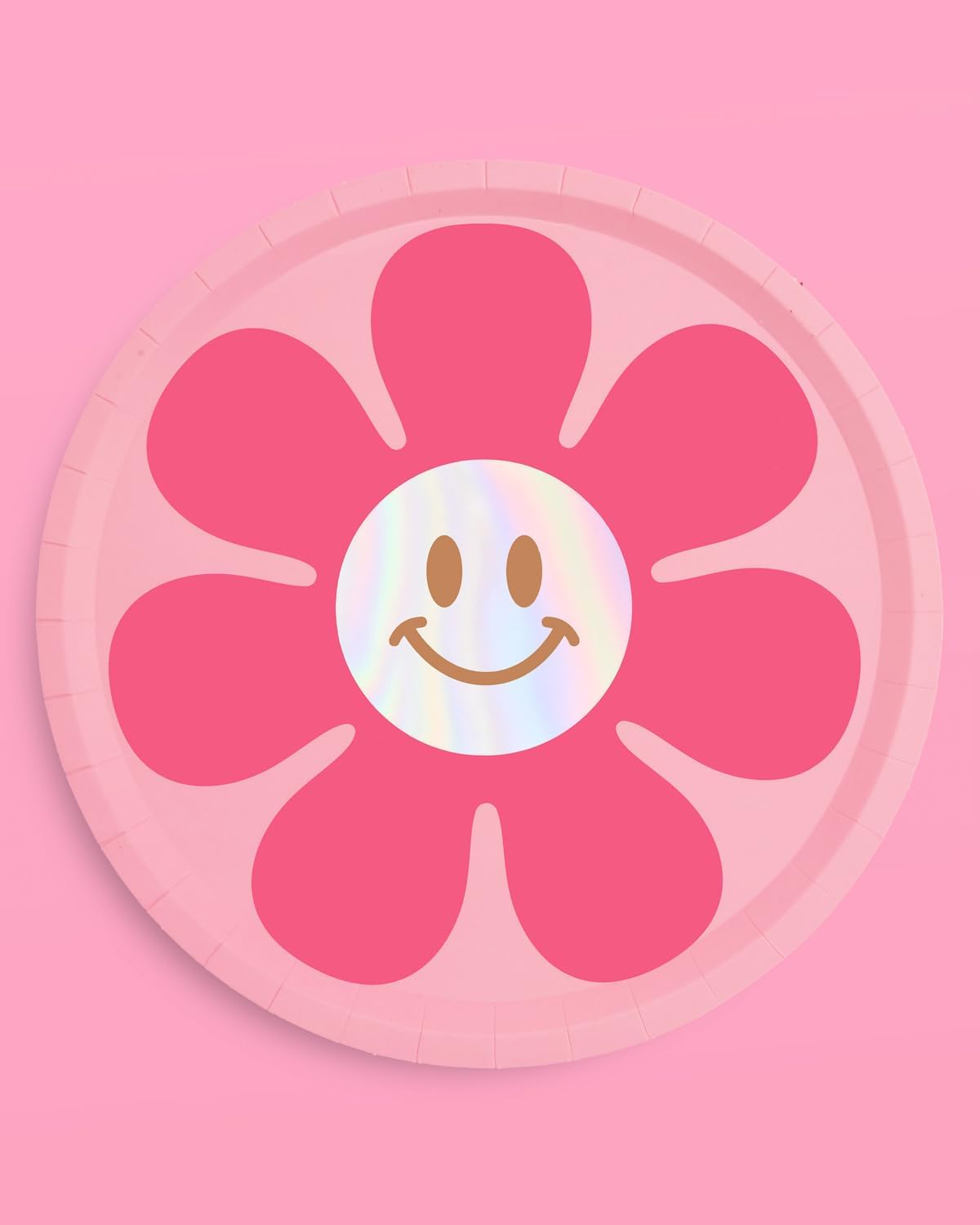 xo, Fetti Rainbow Flower Groovy Paper Plates - 24 pk, 9" | Bachelorette Party Decorations, Smiley Pastel Birthday Supplies, 70s Baby Shower Favors, HBD, Fun Retro Tableware