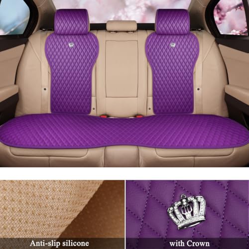 Image of Red Rain Purple Car Seat Cover Leather Auto Seat Cushion Covers 2 /3 Covered Cute Car Seat Protector 11PCS Universal Fit Car /Auto /Truck /SUV (A-Purple)