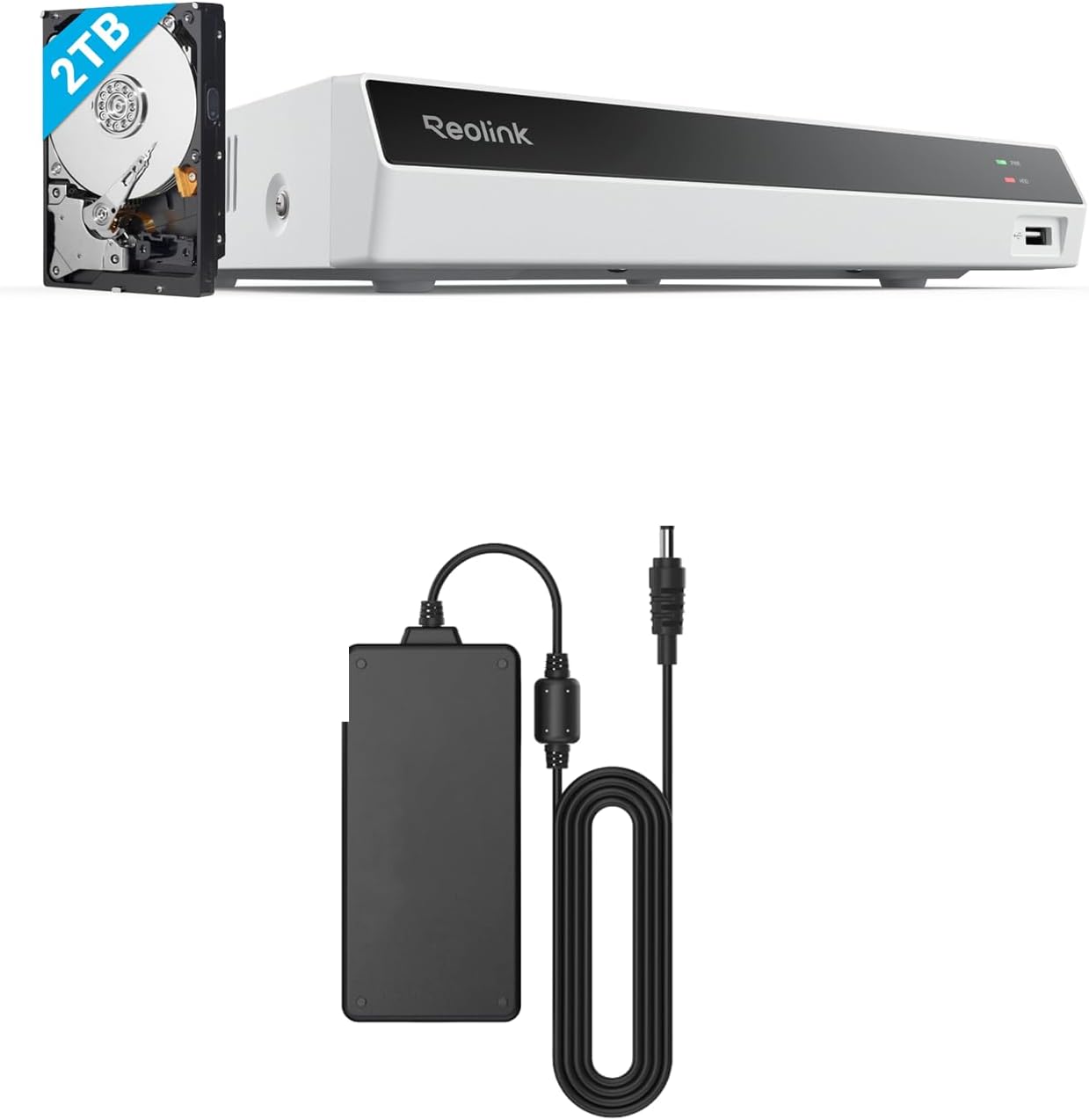 REOLINK 8CH White Network Video Recorder Bundle with Extra 120W Power Adapter, Backup Power for Reolink NVR, 24/7 Recording to Pre-Installed 2TB HDD, Compatible with 4/5/8/12/16MP PoE Cameras