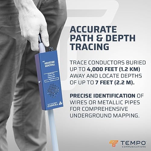 TEMPO Communications 501 Tracker II Underground Wire Locator, Buried Wire Locator, Underground Wire Tracer, Locate Wires 7 Ft Deep