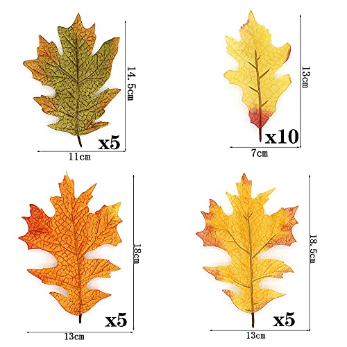DOJoykey Autumn Maple Leaves, 25pcs Artificial Fall Leaves for Autumn Crafts Gift Wrapping Table Display Autumnal Party Decoration - Image 2