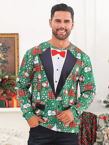 Lovekider Mens Ugly Christmas Sweater Novelty 3D Graphic Long Sleeve Junior Xmas Sweatshirt Size S-3XL - Image 3