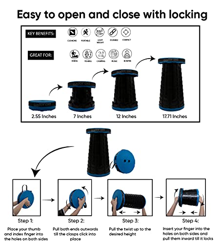 Zenjoy One Portable Folding Seat With 3-In-1 Cushion Pad, Carry Bag, Drink Holder - Adjustable Height, Retractable Collapsible Lightweight Stool For Adults Up To 330Lbs, Travel & Bbq Chair #TOP4