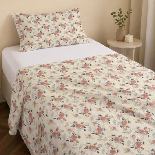 Image of IVAZA Turkish Cotton 280 TC Super Soft Warm Bedsheet Set for Single Size Bed, Durable bedsheet with 1 Pillow Cover Tan