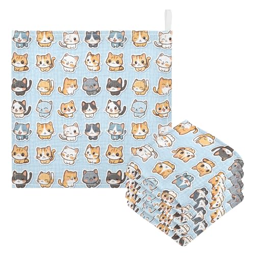 vvfelixl Baby Muslin Washcloths Cat Stickers Baby Burp Cloths Cotton Babys Face Towel for Newborn Infants Boys Girls Soft and Absorbent 11.8 X 11.8 in, 3 Pack3