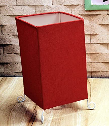 Image of Handicraft Table Lamp Shade Pendant Lighting | Fabric Shade | Sconce Lighting | Floor Lamp | Steady Lamp | On /Off Switch | Pack Of 2 | Square Red