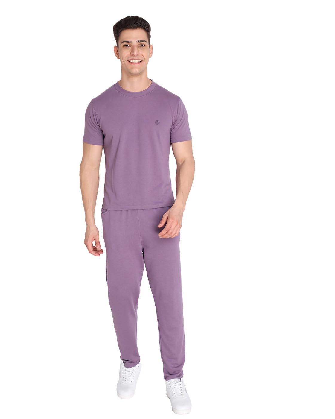 CHKOKKO Men Training Suit Cotton Polyester Solid Track Suit Co-Ord Sets