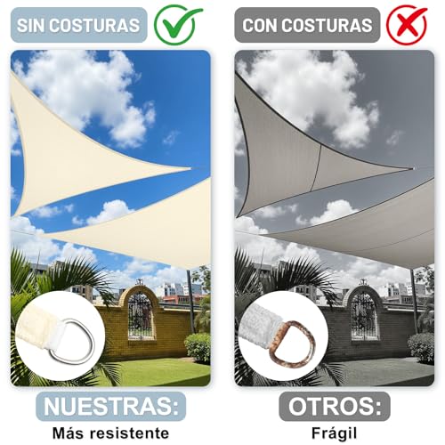 Miniatura 4 de Love Story Toldo Vela De Sombra 2x3m Rectangular Crema Toldos,Toldo De Tela Sombra Curvada,Transpirable Permeable Hdpe Con Protección 95 Uv Para Patio Exterior, Porche, Jardín