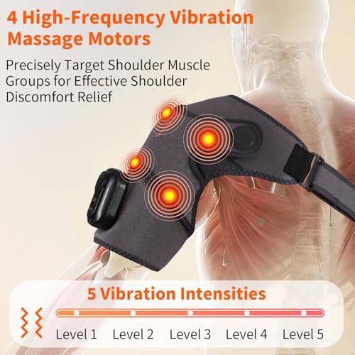 Cordless Shoulder Heating Pad with Detachable Magnetic Remote, 5 Heat & 5 Vibration Modes, Heated Shoulder Wrap Massager for Frozen Shoulder & Rotator Cuff Pain Relief, Ideal Gift for Women Men — view 5