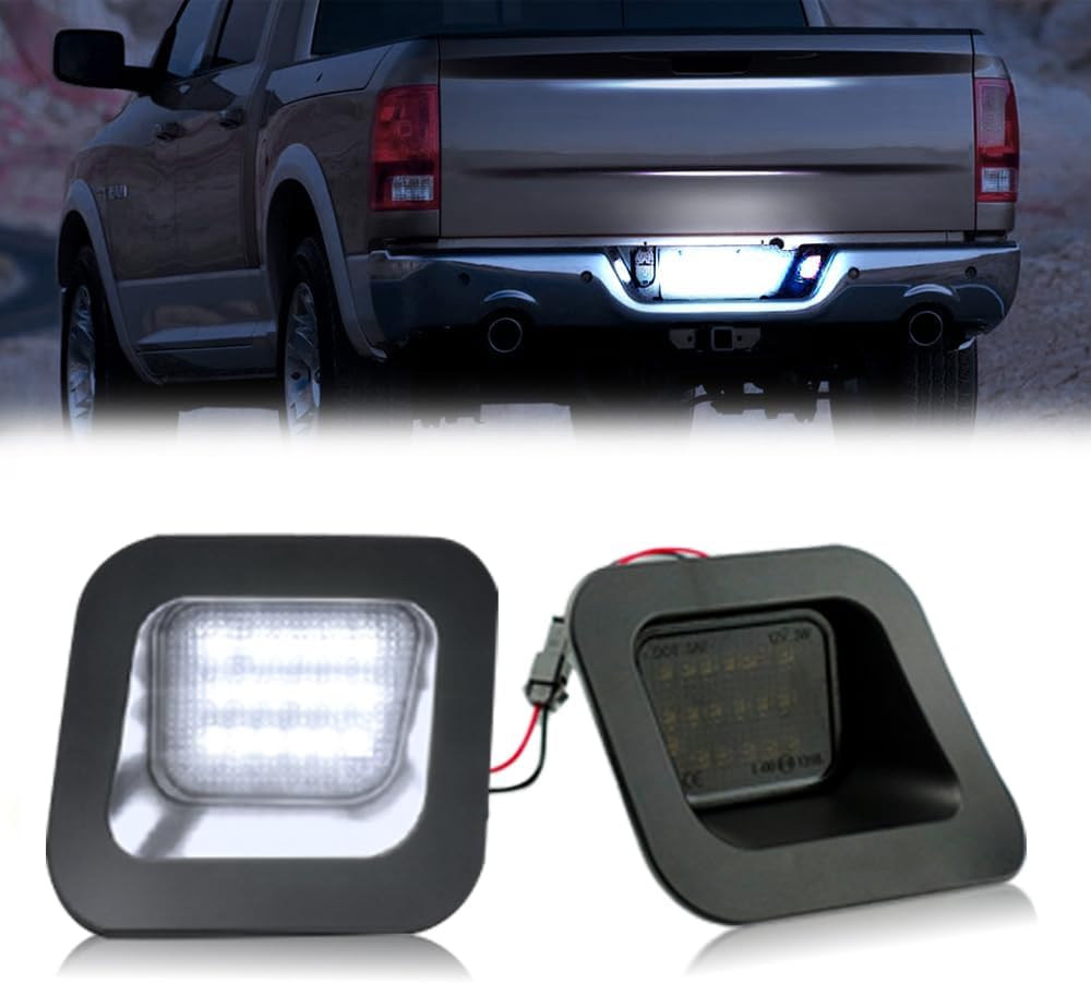 LED License Plate Lights Compatible with Dodge RAM 1500 2500 3500 (2003-2018) & RAM 1500 Classic (2010-2018),6000K White Direct Fit Upgrade Replacement 2PCS Pack (For Dodge RAM 1500(03-18))