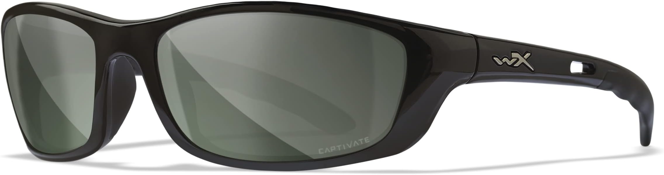 Wiley X P-17 Captivate Polarized Sunglasses, Safety Glasses for Men and Women, UV Eye Protection for Shooting, Fishing, Biking, and Extreme Sports, Gloss Black Frame with Platinum Flash Lenses