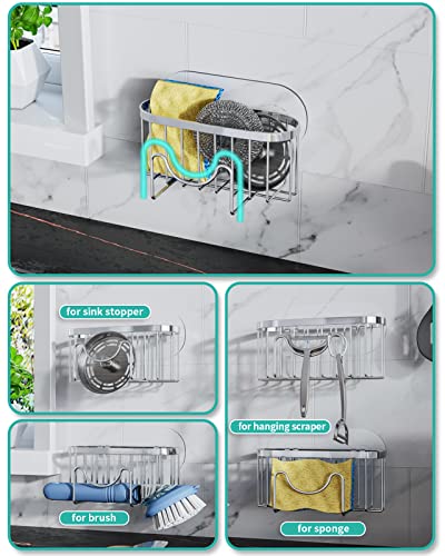 HapiRm Sponge Holder for Kitchen Sink M-Shaped Kitchen Sink Caddy, Stainless Steel Sponge Holder no Drilling - Image 2