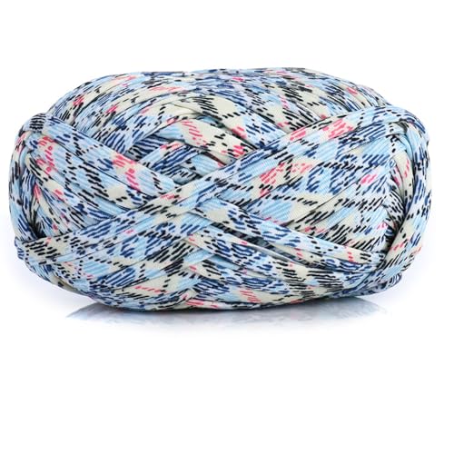 iSuperb 1 Pack Knitting Yarn Colorful Cloth T-Shirt Yarn Fabric Crochet Cloth for DIY Knitted Art Basket Bag - 100g