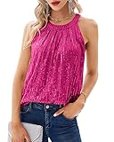 Beumissy Women's Dressy Halter Sequin Tops Sleeveless Sparkle Tunic Tank Camisole Cocktail Party Shi
