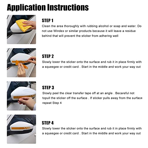 Singaro Car Rear View Mirror Stickers Decor Car Body Sticker Vinyl 4Pcs (Yellow) #TOP5