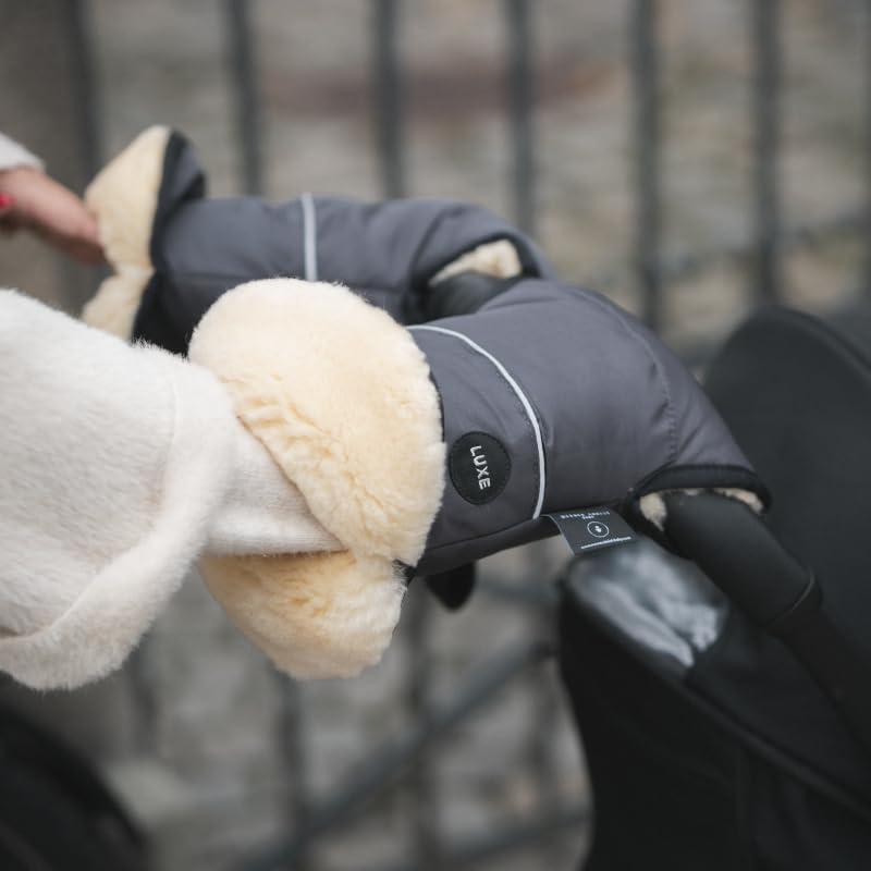 Image of Werner Christ Baby Sheepskin Hand Warmer - GLOVY Luxe Gloves are The Ideal Baby Carriage muff Made of Medical Fur, Warm Universal and Water-Repellent Hand muff