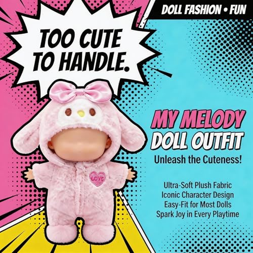Clothes for 17cm Dolls Pink Cute Style Bodysuit Set Fashion Unique Dolls Outfit with Premium Dolls Accessories for Play & Display - No Doll — view 6