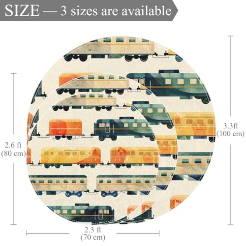 Tapis de salle de bain rond 1m wagon train plume de paon pour chambre - 4