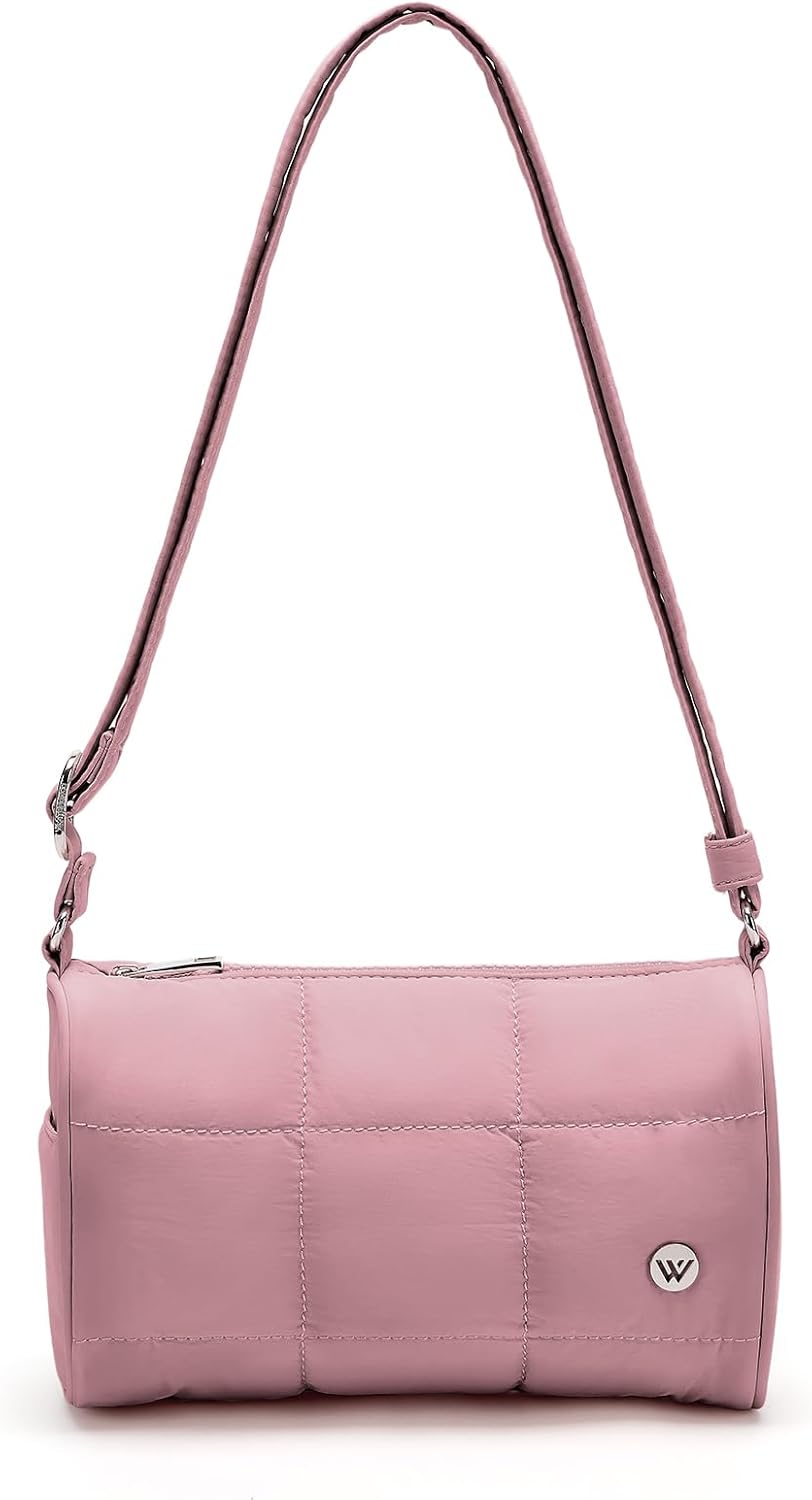 WESTBRONCO Small Puffer Crossbody Bags for Women Mini Barrel Bag Cute Bucket Bag with 2 Side Pocket Nylon - Image 6