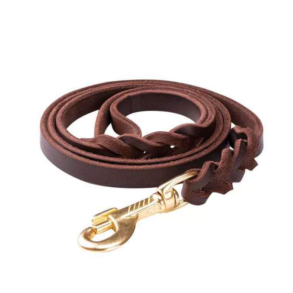 Correa Trenzada de Cuero Cadena de Correa para Caminar para Mascotas Cuerda de Perro Gancho de Cobre Fuerte para Perros medianos y Grandes Marrón-Red-Brown-1.9M*1.2CM