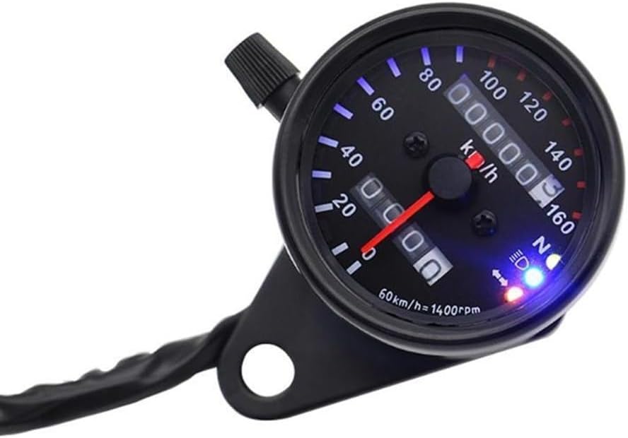 Motorcycle Odometer Gauge 12V Motorcycle Universal Motorbike Tachometer Odometer Gauge with Neutral Gear Turn Signal Headlight Indicator