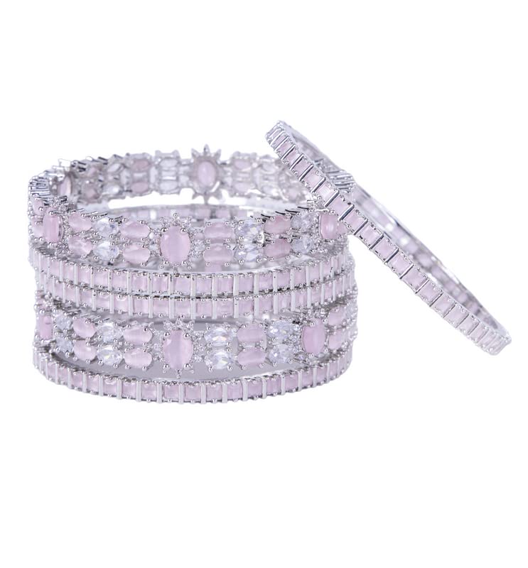 OPAL TOUCH Rhodium Plated Made of Brass Bangles For Womens and Girls | Traditional Bangle For Women | Studded Design Bangles For| Traditional Stylish Bangles Set for Girls and Women (Mint Pink-2.4) (B0C6QZ6FYK) Amazon Price History, Amazon Price Tracker