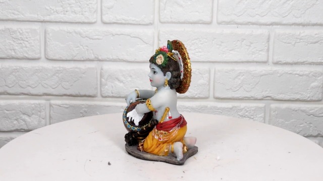 Estatua Bebé Krishna Vishnu Robando Mantequilla 4.25" Alto miniatura 7