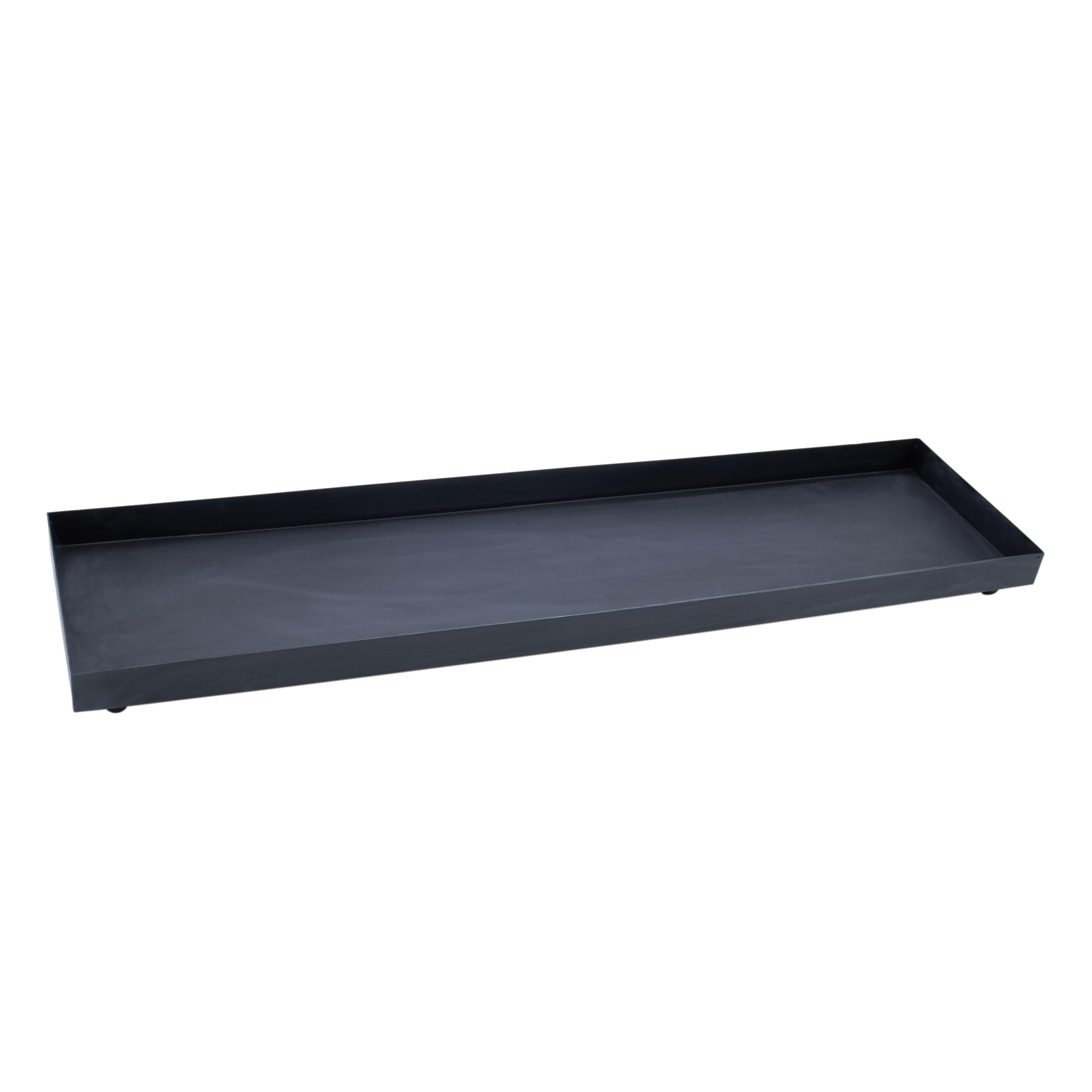 Längliches Metall Kerzentablett dunkelgrau - 60 x 15 cm