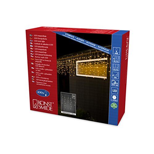 Preisvergleich Produktbild Konstsmide LED Eisregen Lichtervorhang, mit weißen Globes, 400 warm weiße Dioden, 24V Außentrafo, transparentes Kabel - 3673-103