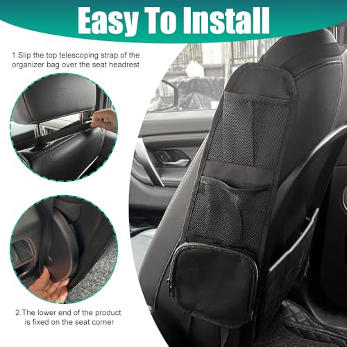 Image of Car Seat Storage Hanging Bag, Car Seat Side Organizer, Multifunctional Cars Mesh Net Pocket, Multi-Pocket Seats Side Storage Interior Accessories Universal for Cars SUV Truck (Black, 1PCS)